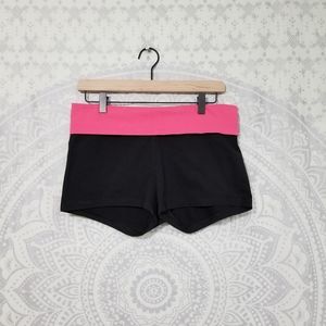 NWT Aerie Slim Gym Shorts Pink Black L